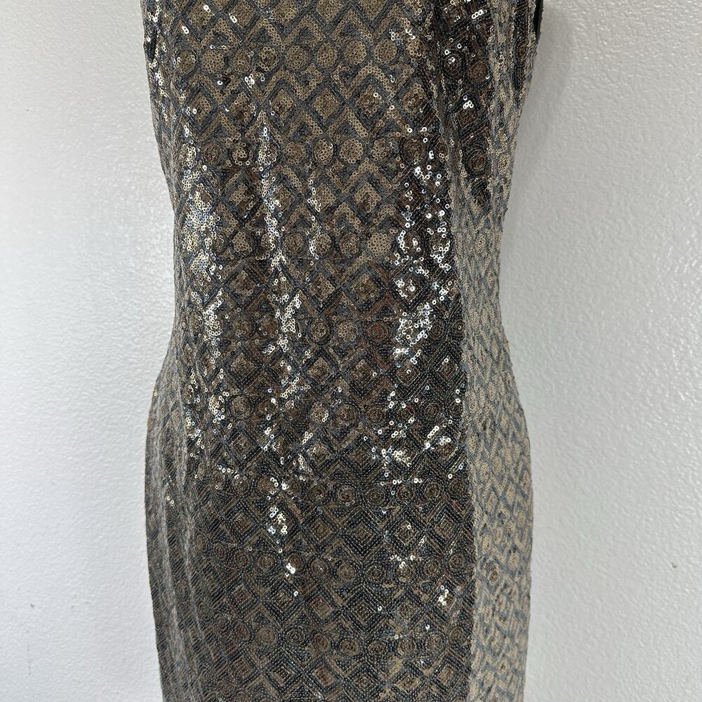 Banana Republic Cocktail Dress Women 6 Gold Silver Metallic Sequin Shift Party - Picture 8 of 12